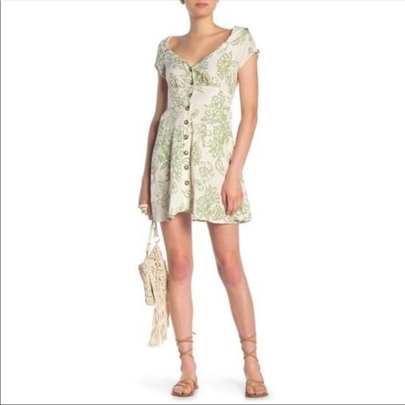 Free People A Thing Called Love Linen Floral Mini Dress - Picture 2 of 14